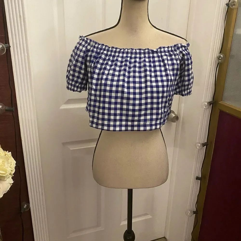 L’Academie plaid cropped top, S